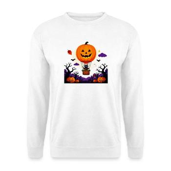 Scène d’Halloween du ballon citrouille et du chat - Sweat-shirt Unisexe - blanc - Devant