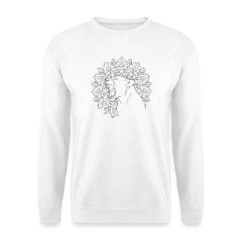 Bruellende Loewin im Mandala zum ausmalen - Unisex Pullover - Weiß - Vorne