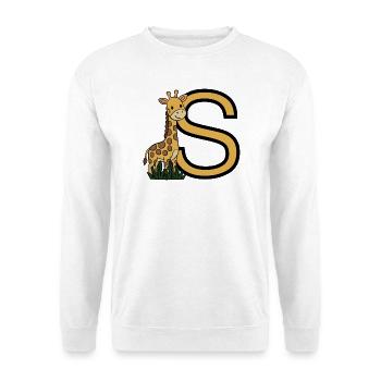 Giraffe und großes S-Motiv - Unisex Pullover - Weiß - Vorne