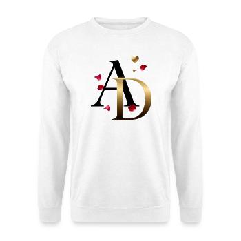 AD Goldmonogramm mit Rosen - Unisex Pullover - Weiß - Vorne