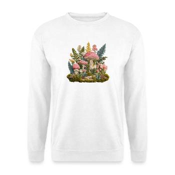 Waldpilz Stickerei Flora Muster - Unisex Pullover - Weiß - Vorne