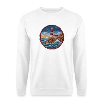 Leuchtturm am rauen Küstenriff Patch - Unisex Pullover - Weiß - Vorne
