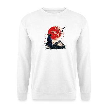 Samurai unter Kirschblüten - Unisex Pullover - Weiß - Vorne
