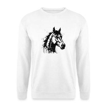 Tête de Cheval Paint Splash Noir - Sweat-shirt Unisexe - blanc - Devant