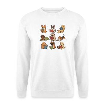 Süße Hunde, die Bücher lesen, Bücherliebhaber-T-Shirt - Unisex Pullover - Weiß - Vorne
