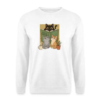 Retro Curious Reading Cats Graphic Book Lover Cat - Unisex Sweatshirt - white - Front