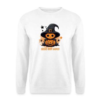 Süßes Oder Saures Halloween Kürbis Geschenk - Unisex Pullover - Weiß - Vorne