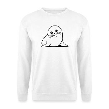 Motif de mer mignon d’une ligne de sceau - Sweat-shirt Unisexe - blanc - Devant