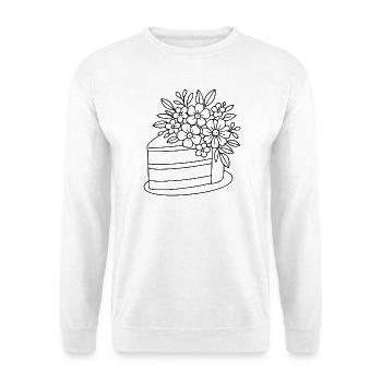 Un morceau de gâteau avec des fleurs à colorier - Sweat-shirt Unisexe - blanc - Devant