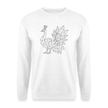 Kristall Pfau zum ausmalen - Unisex Pullover - Weiß - Vorne