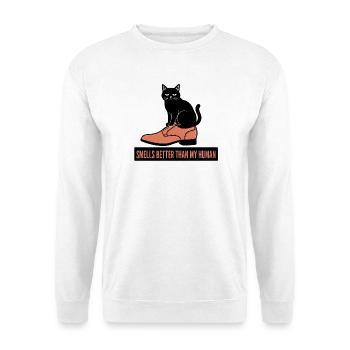 Lustige schwarze Katze im Schuh riecht besserer Humor - Unisex Pullover - Weiß - Vorne