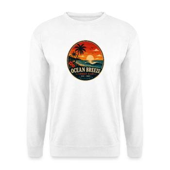 Ocean Breeze Retro-Abzeichen Vintage-Küstengrafik - Unisex Pullover - Weiß - Vorne - Alina (178cm) & Michal (187cm)