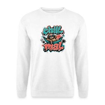 Chill Mal  Cooles Faultier Graffiti Design - Unisex Pullover - Weiß - Vorne