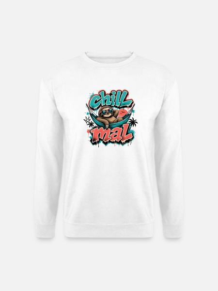 Chill Mal Cooles Faultier Graffiti Design - Unisex Pullover - Weiß