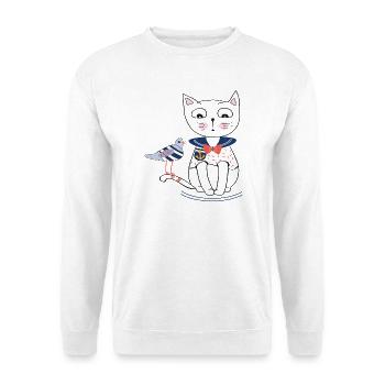 Chat et Mouette - Sweat-shirt Unisexe - blanc - Devant