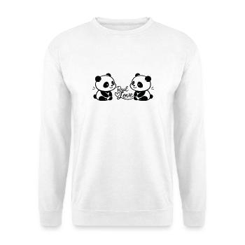 Real Love - Panda Pärchen - Unisex Pullover - Weiß - Vorne