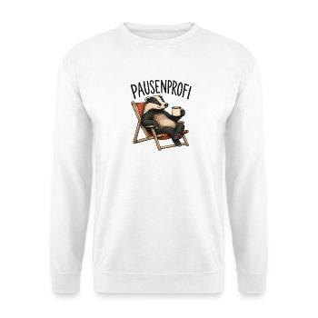 Pausenprofi Badger mit Kaffee - Unisex Pullover - Weiß - Vorne