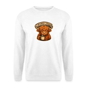 Morgenmuffel Kuh mit Kaffee - Unisex Pullover - Weiß - Vorne