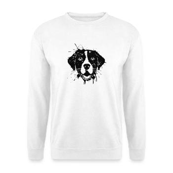 Dog Style Ink Splash Canine Portrait Schwarz - Unisex Pullover - Weiß - Vorne - Alina (178cm) & Michal (187cm)