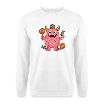 Niedliches rosa Suessigkeiten Monster - Unisex Pullover - Weiß - Vorne