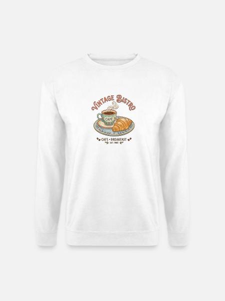 Vintage Bistro Kaffee Illustration - Unisex Pullover - Weiß