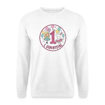 Erstes Geburtstag: Ballerina & Hase - Unisex Pullover - Weiß - Vorne