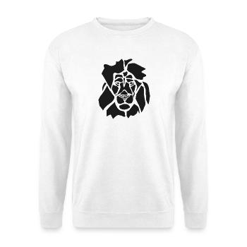 Schwarzer Grafischer Löwe – Geometrisches Porträt - Unisex Pullover - Weiß - Vorne