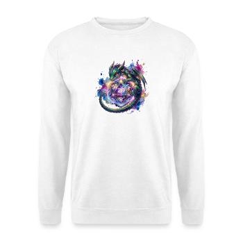 Dragon mignon avec des dés D20 – Stylo et papier - Sweat-shirt Unisexe - blanc - Devant
