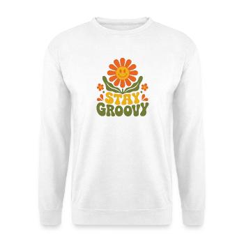 Stay Groovy – 70er Jahre Retro Blume Blüte Vektor - Unisex Pullover - Weiß - Vorne