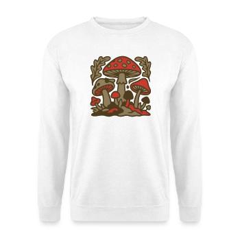 Wald Pilze Natur Grafik - Unisex Pullover - Weiß - Vorne