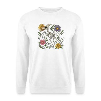 Pterodactylus Skelett mit Blumen - Unisex Pullover - Weiß - Vorne