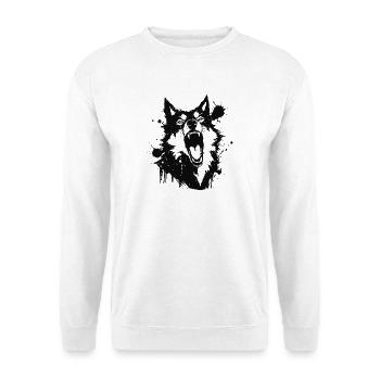 Heulender Wolf in schwarzen Spritzern - Unisex Pullover - Weiß - Vorne