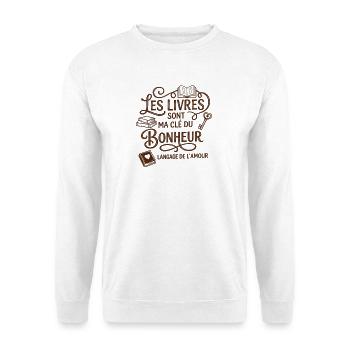 Booklover : Les livres sont ma clé du bonheur - Sweat-shirt Unisexe - blanc - Devant