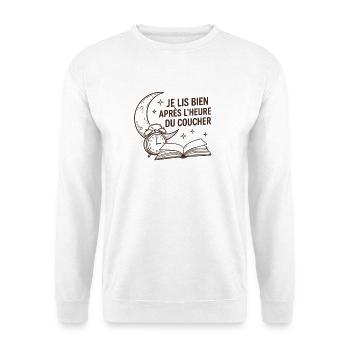 Je lis bien après l'heure du coucher - Livre - Sweat-shirt Unisexe - blanc - Devant