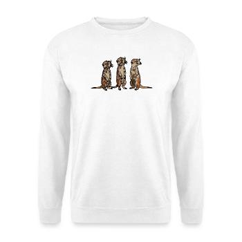 Cute, hand-drawn Meerkat Trio design - Unisex Sweatshirt - white - Front