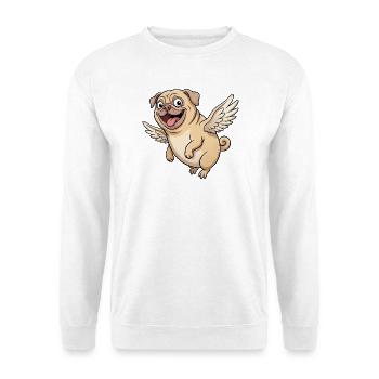 Lustiger Mops Engel mit Flügeln Cartoon - Unisex Pullover - Weiß - Vorne