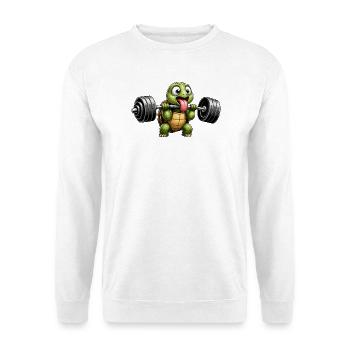 Schildkröte mit Hantel Comic Bodybuilding - Unisex Pullover - Weiß - Vorne