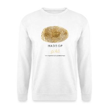 Aus Gold gefertigtes Fingerabdruck-Zitat-Design - Unisex Pullover - Weiß - Vorne