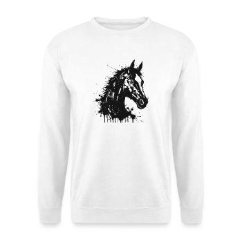 Pferde-Stil Ink Splash Reitkunst Schwarz - Unisex Pullover - Weiß - Vorne - Alina (178cm) & Michal (187cm)
