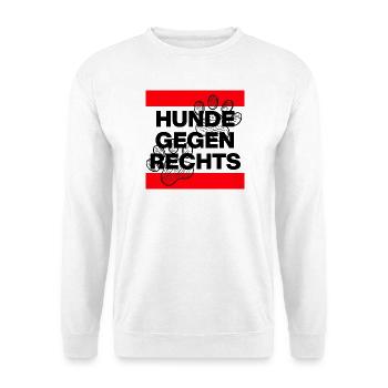 HUNDE GEGEN RECHTS, NO AFD NO NZS, NIE WIEDER - Unisex Pullover - Weiß - Vorne