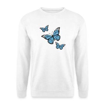 Papillons bleus - Sweat-shirt Unisexe - blanc - Devant