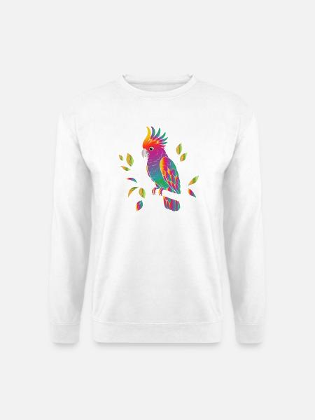Rainbow Cockatoo Cartoon Design - Unisex Sweatshirt - white