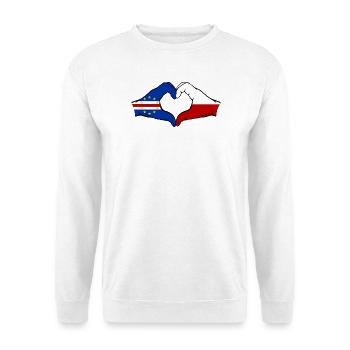 Kap Verde Polen Flagge Hände Herzform - Unisex Pullover - Weiß - Vorne