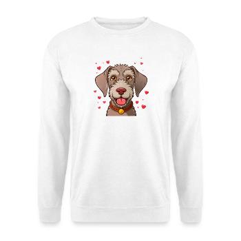 Chien à poils durs allemand (Portrait comique) - Sweat-shirt Unisexe - blanc - Devant
