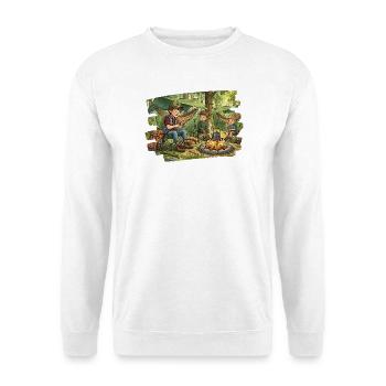 Dad with 2 sons at the campfire - Unisex Sweatshirt - white - Front