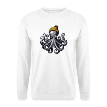 Motif de pieuvre maritime avec chapeau en laine pour - Sweat-shirt Unisexe - blanc - Devant