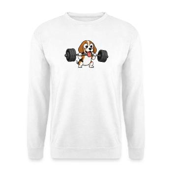 Beagle Dog Bodybuilding Weightlifting Comic - Unisex Sweatshirt - white - Front