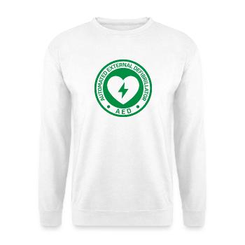 Autocollant automatisé de défibrillateur externe AED - Sweat-shirt Unisexe - blanc - Devant