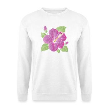 Purple Hibiscus Flower with Buds Illustration - Unisex Sweatshirt - white - Front