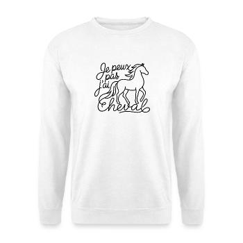 Je peux pas j'ai cheval – line art - Sweat-shirt Unisexe - blanc - Devant